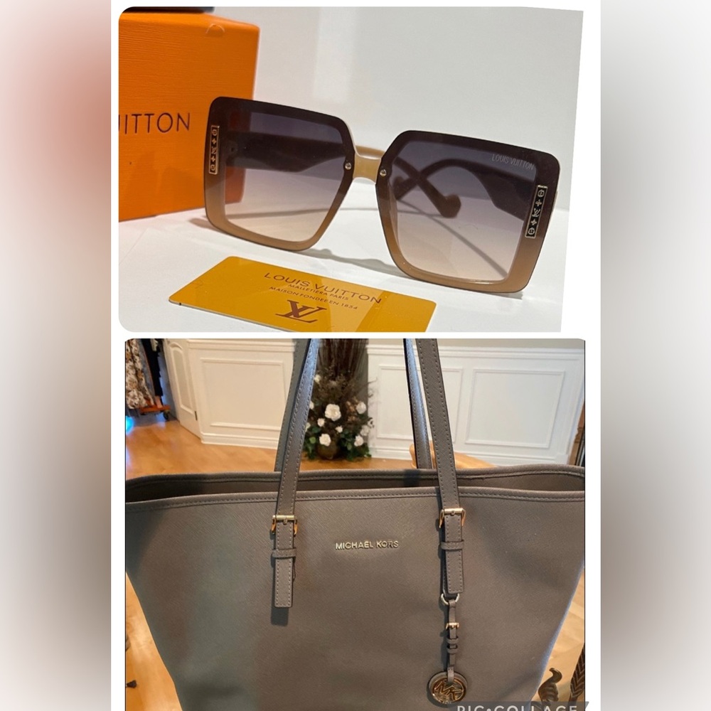 Louis Vuitton Brown Gradient Square Sunglasses +Michael Kors Tote LOT OF 2 items